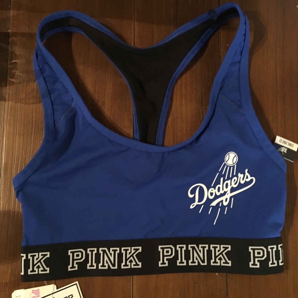 Pink Dodgers sports bra